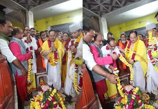 मप्रः भाजपा अध्यक्ष जेपी नड्डा ने दतिया में पीतांबरा पीठ में की पूजा-अर्चना