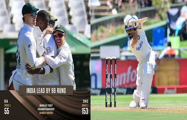 केपटाउन टेस्ट: भारत की पहली पारी 153 रनों पर सिमटी, बिना रन बनाए गिरे आखिरी के 6 विकेट